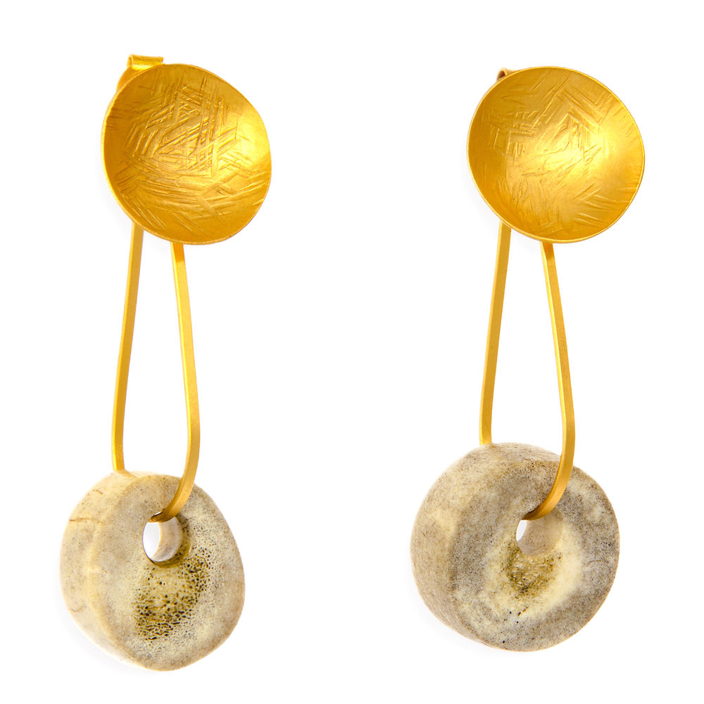 Corzo Drop Earrings with Deer Horn Disc