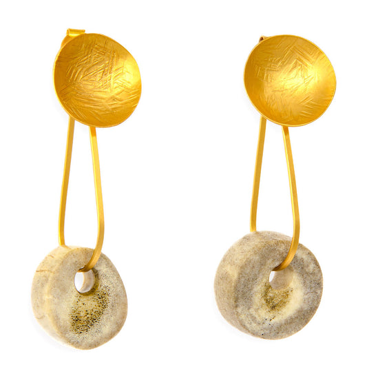 Corzo Drop Earrings with Deer Horn Disc
