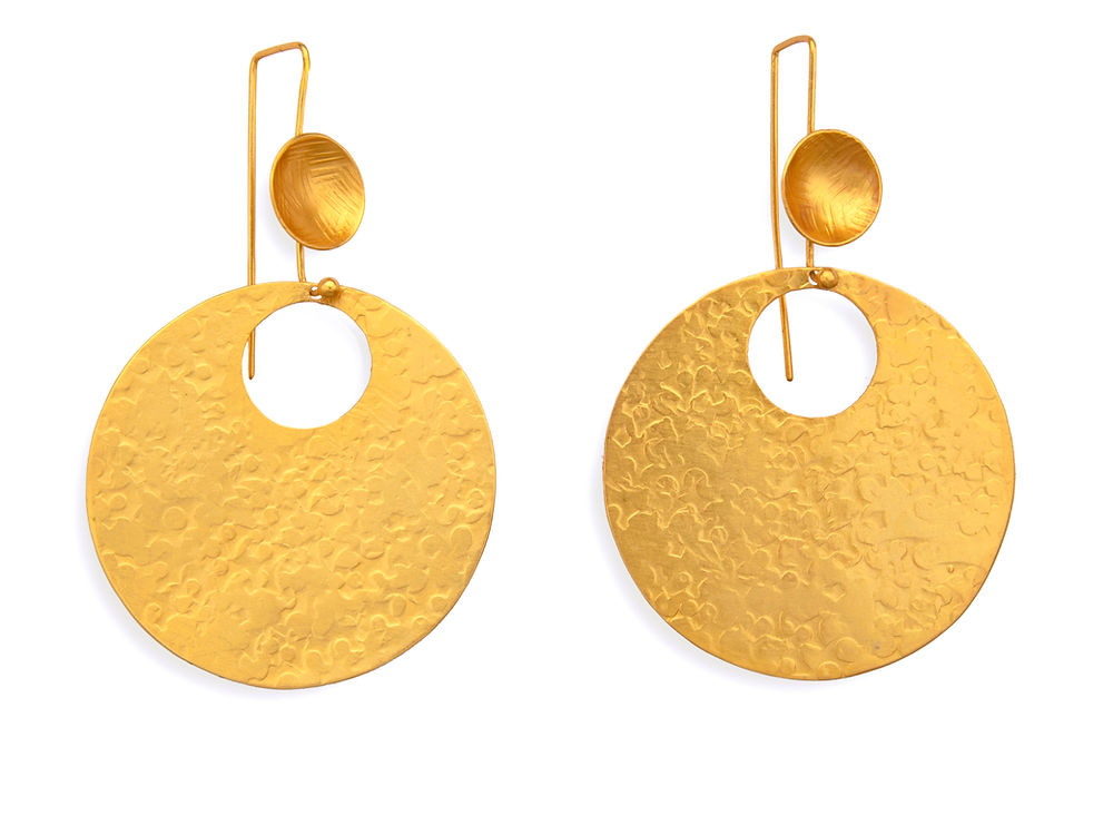 Eclipse Hammered Circle Dangle Earrings with Hook