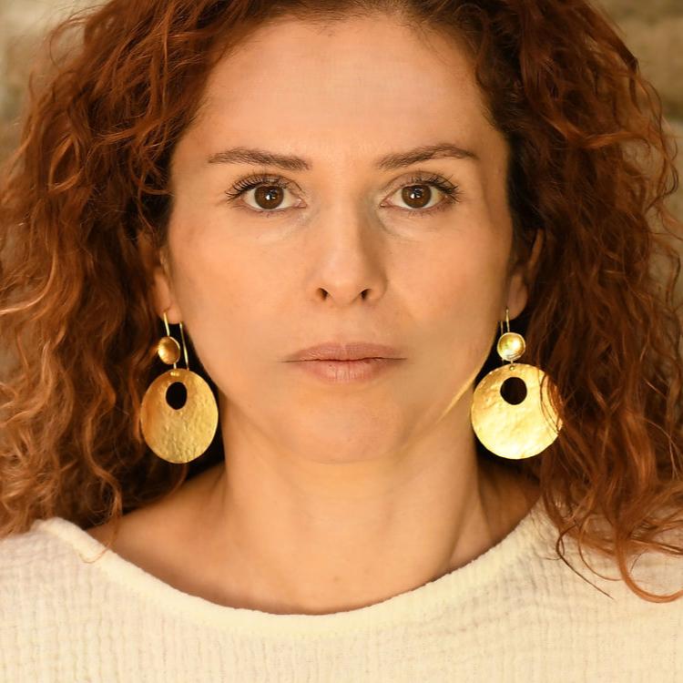 Eclipse Hammered Circle Dangle Earrings with Hook