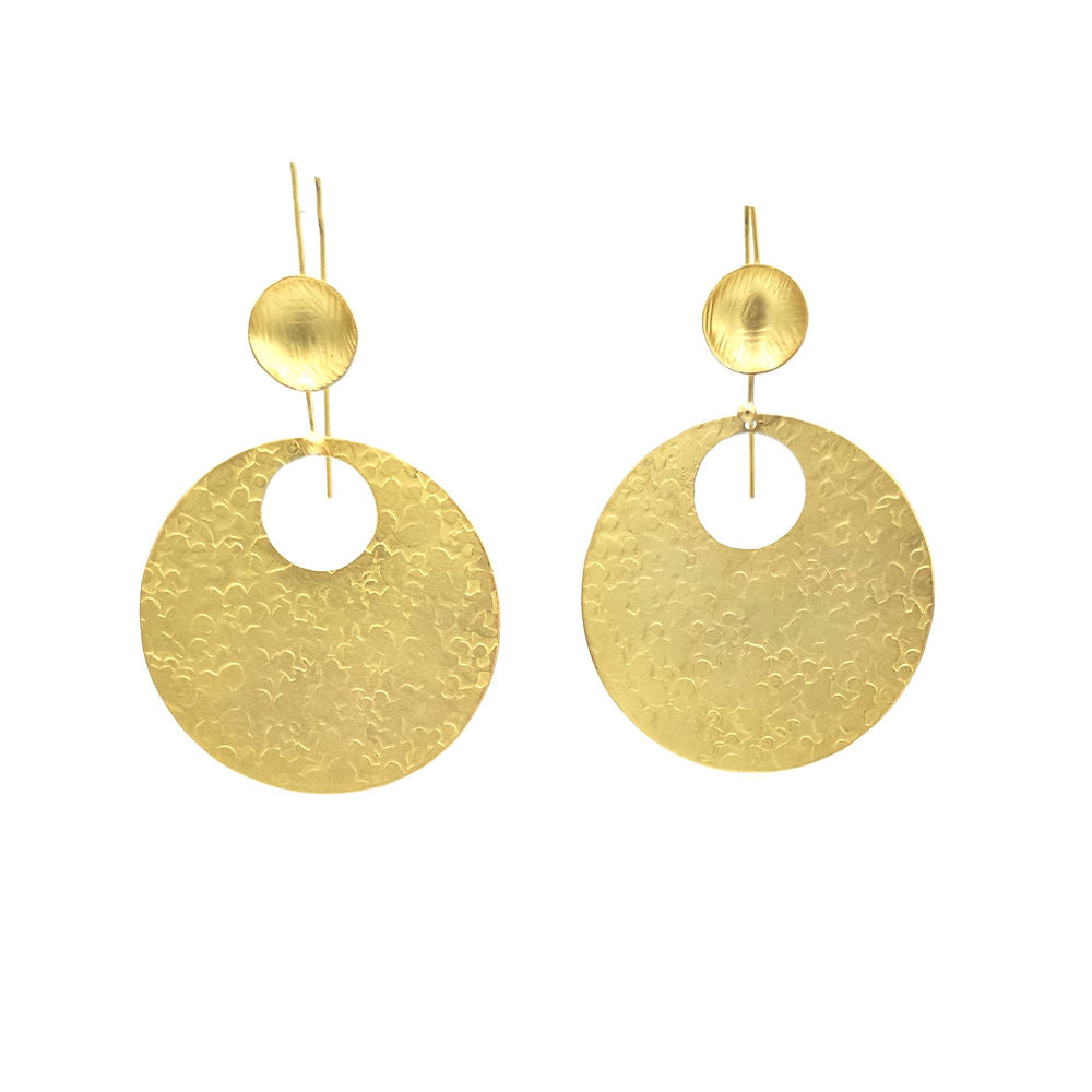 Eclipse Hammered Circle Dangle Earrings with Hook