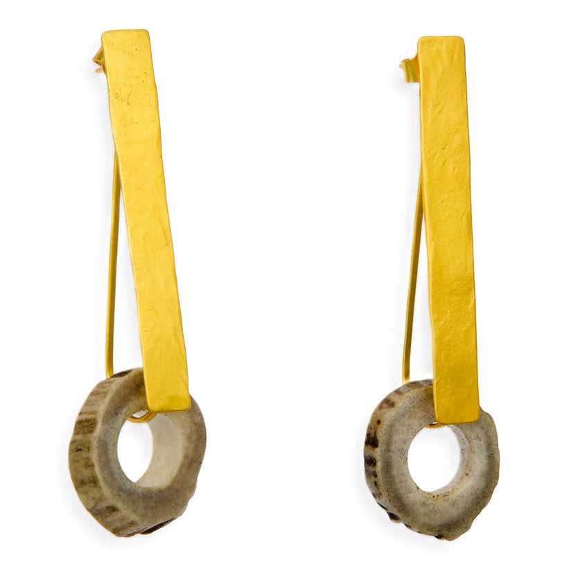 Gamo Rectangular Deer Horn Drop Earrings