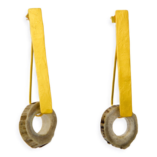 Gamo Rectangular Deer Horn Drop Earrings