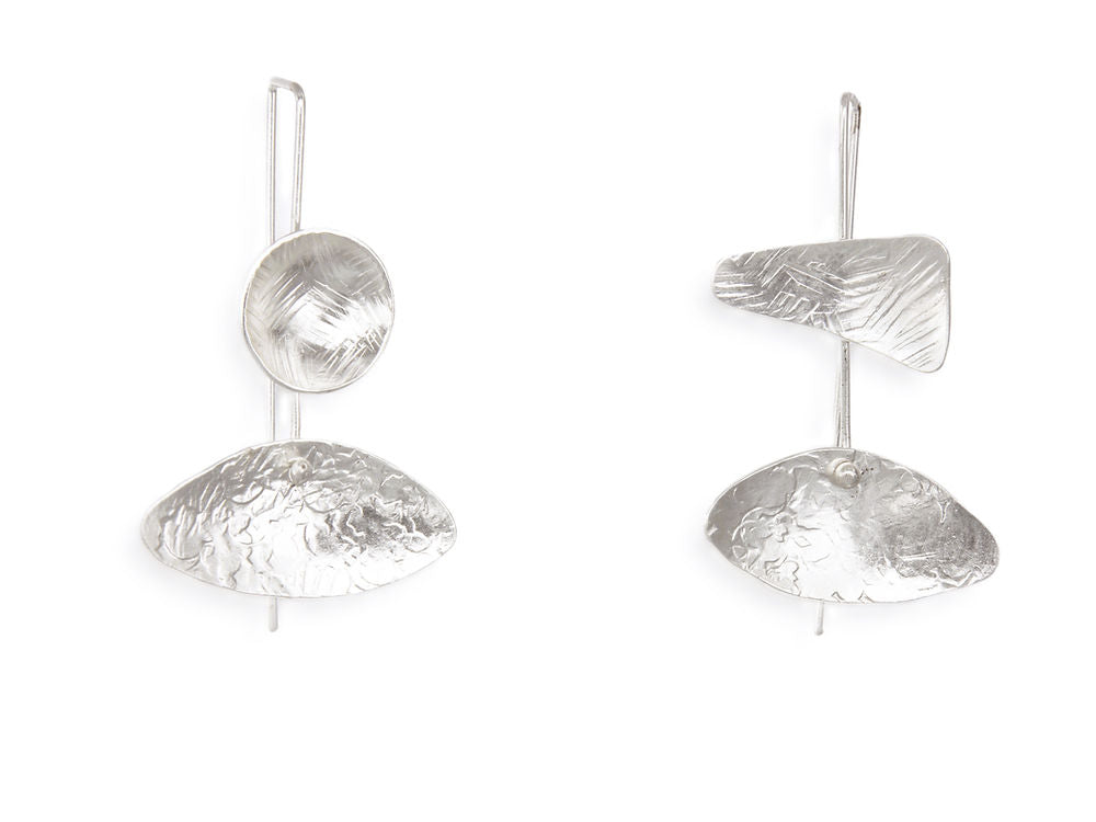 Modern Hammered Artisan Drop Earrings