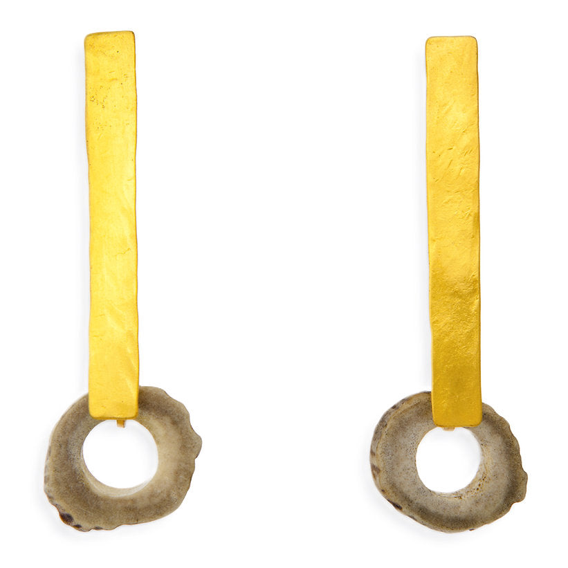 Gamo Rectangular Deer Horn Drop Earrings