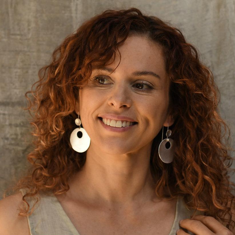 Eclipse Hammered Circle Dangle Earrings with Hook