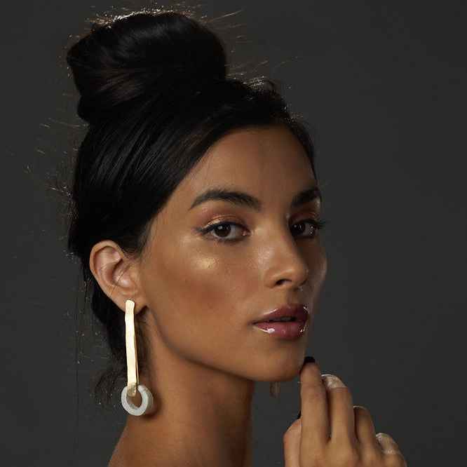 Gamo Rectangular Deer Horn Drop Earrings