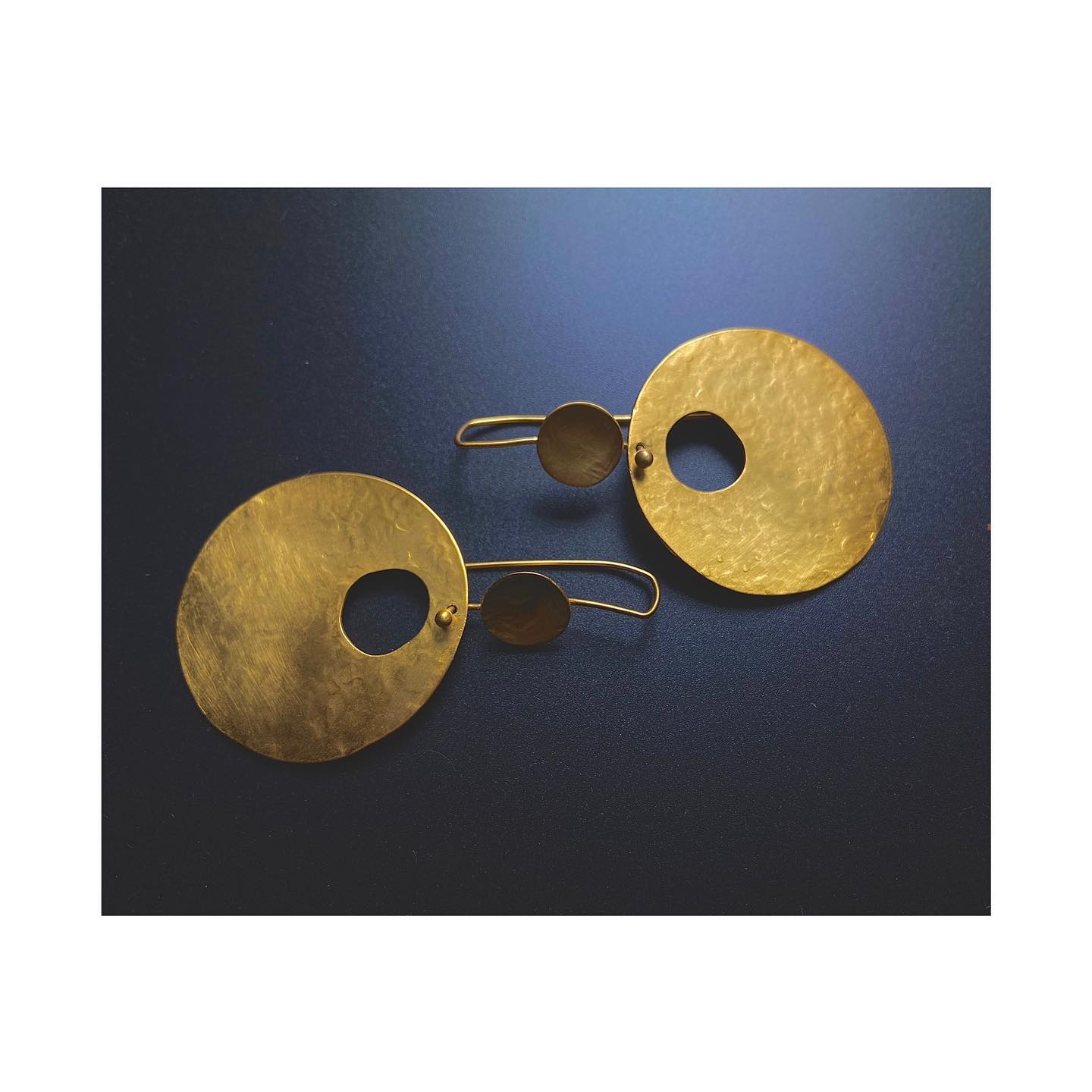 Eclipse Hammered Circle Dangle Earrings with Hook
