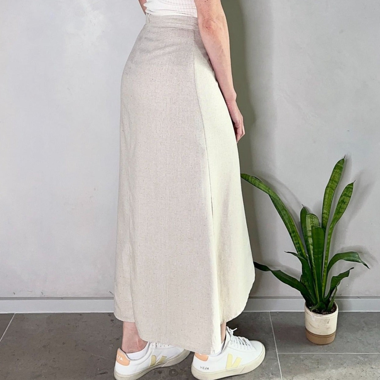 Cotton Linen Wrap Knot Skirt