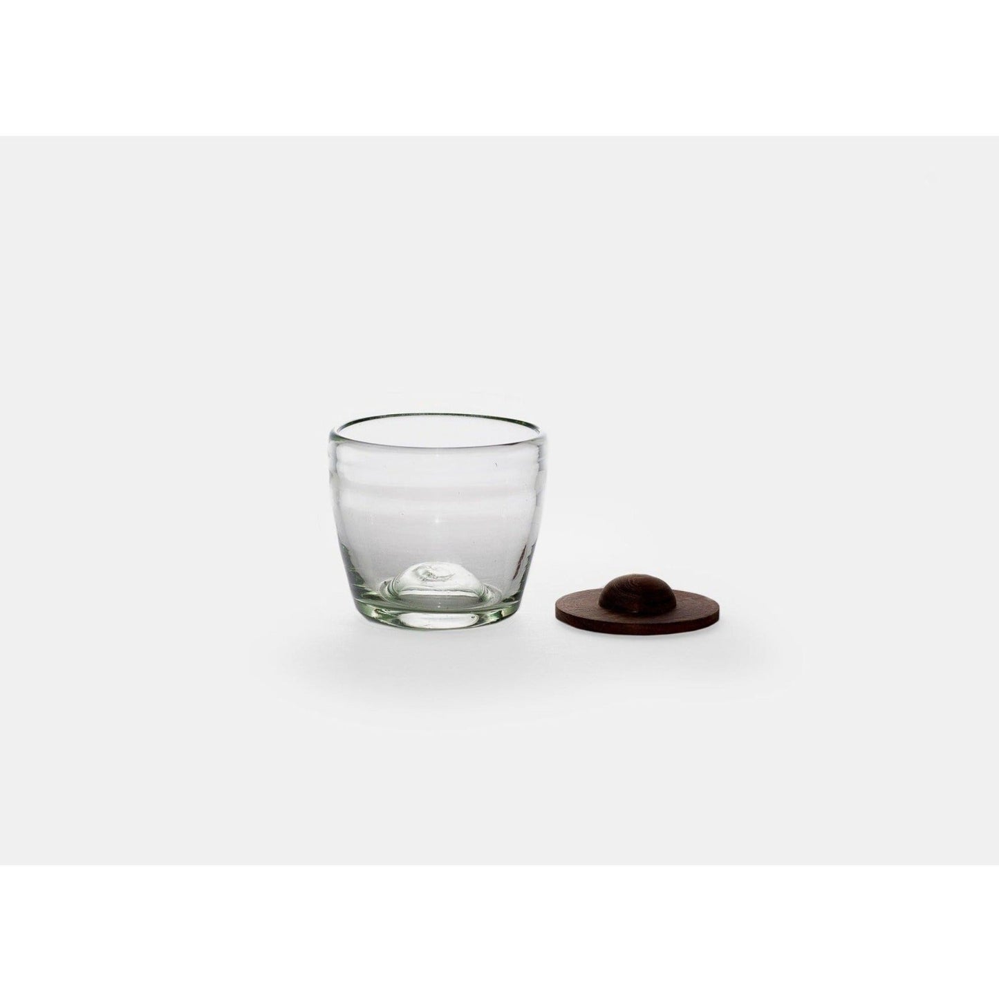 Hand-Blown Glass Tumbler with Wooden Coaster Base