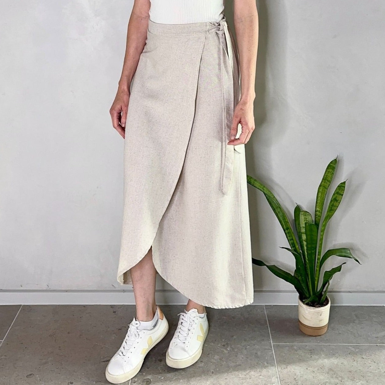 Cotton Linen Wrap Knot Skirt