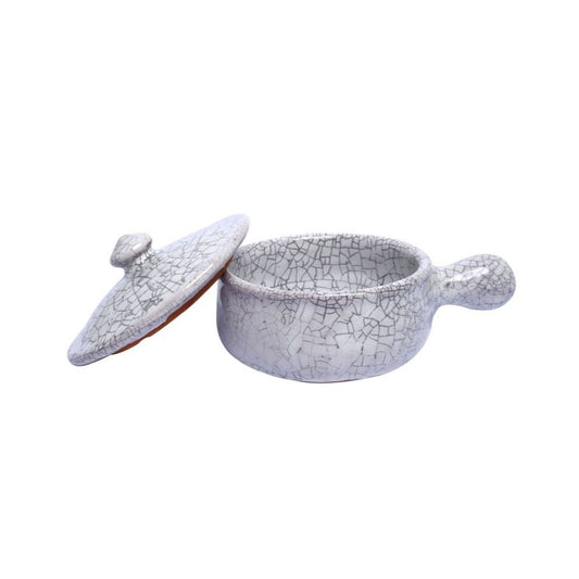 Handmade Cracked Ceramic  Onion Pot with Lid