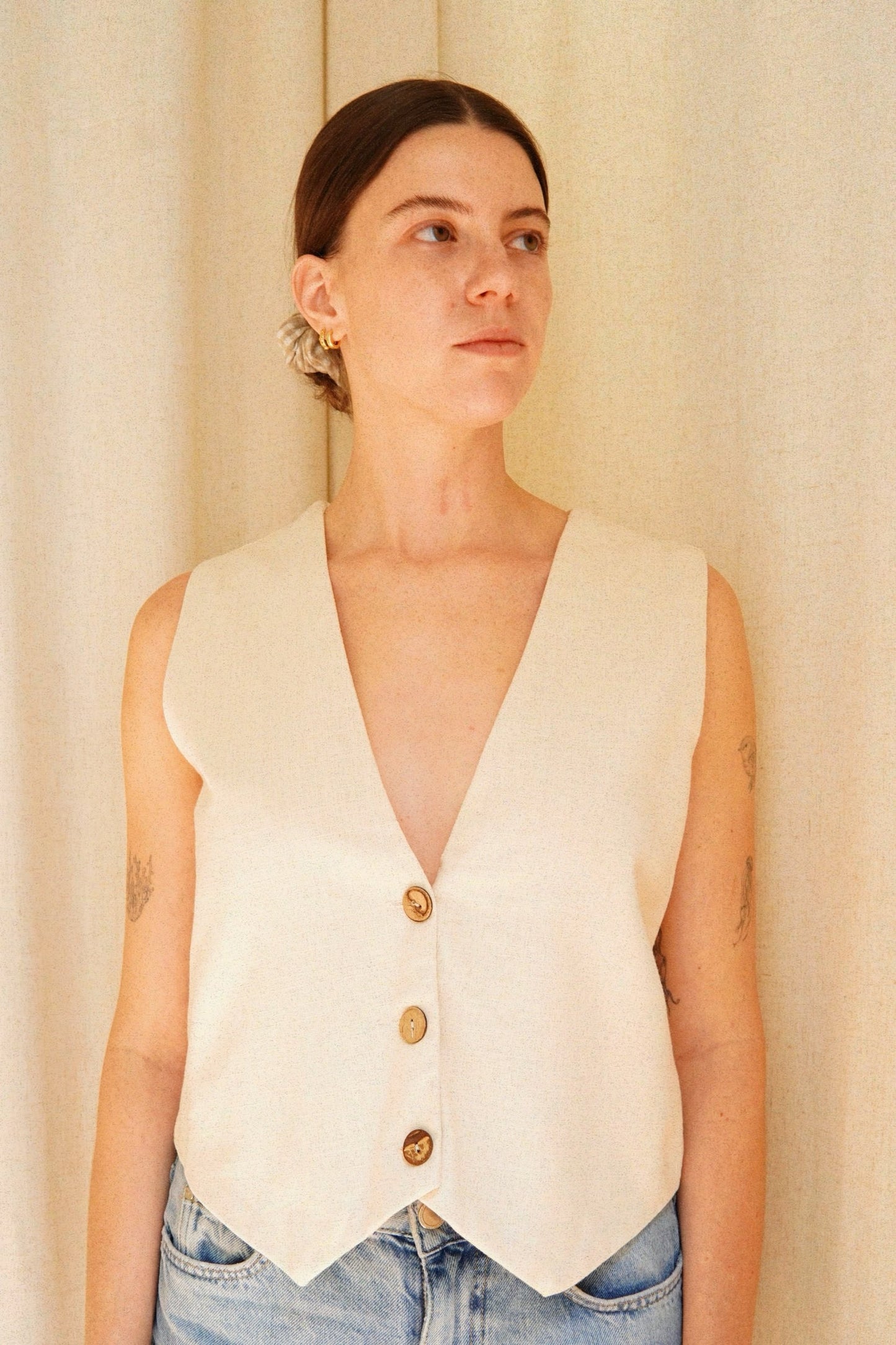 Bohemian Linen Button Vest