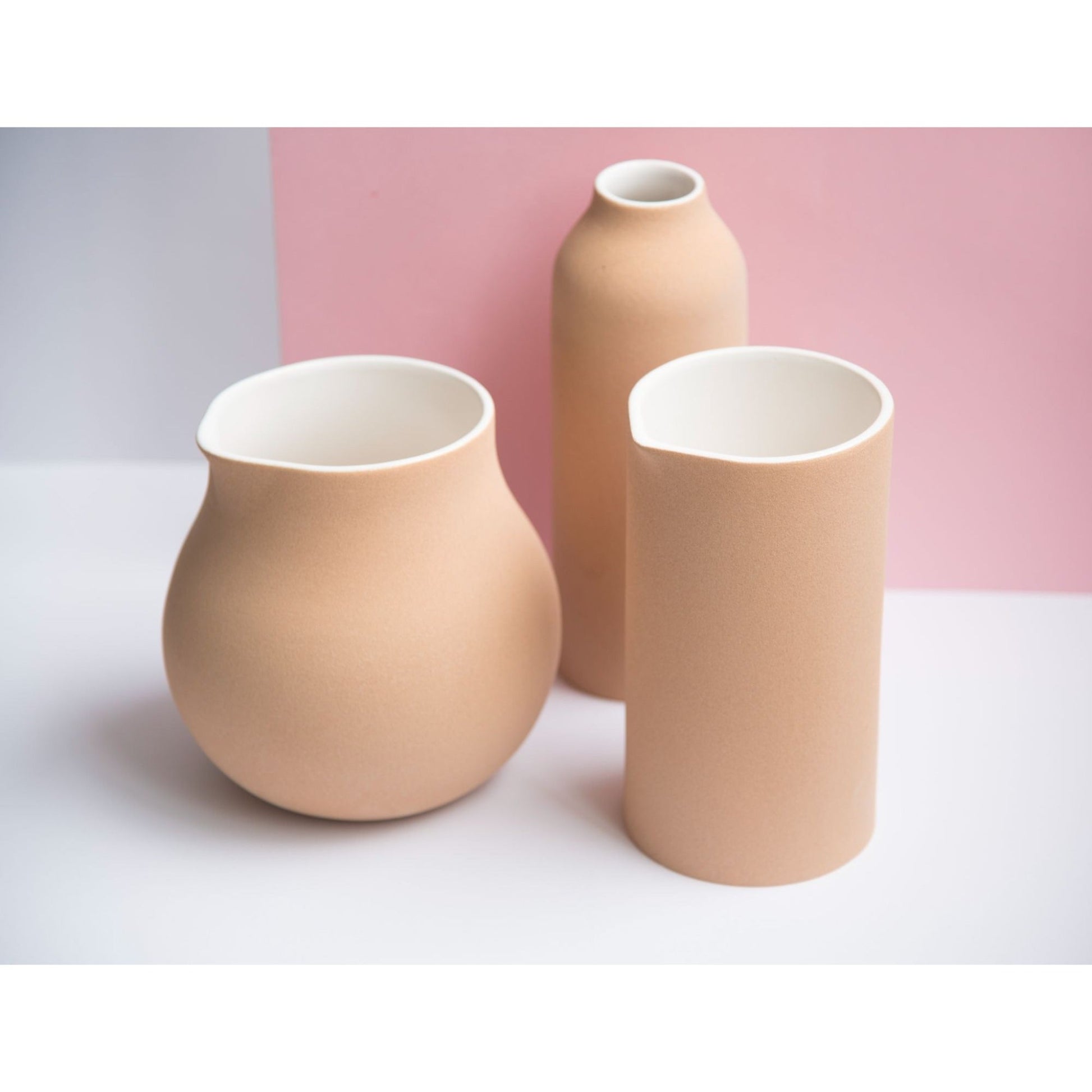 Handcrafted Terracotta Vase with White Glaze