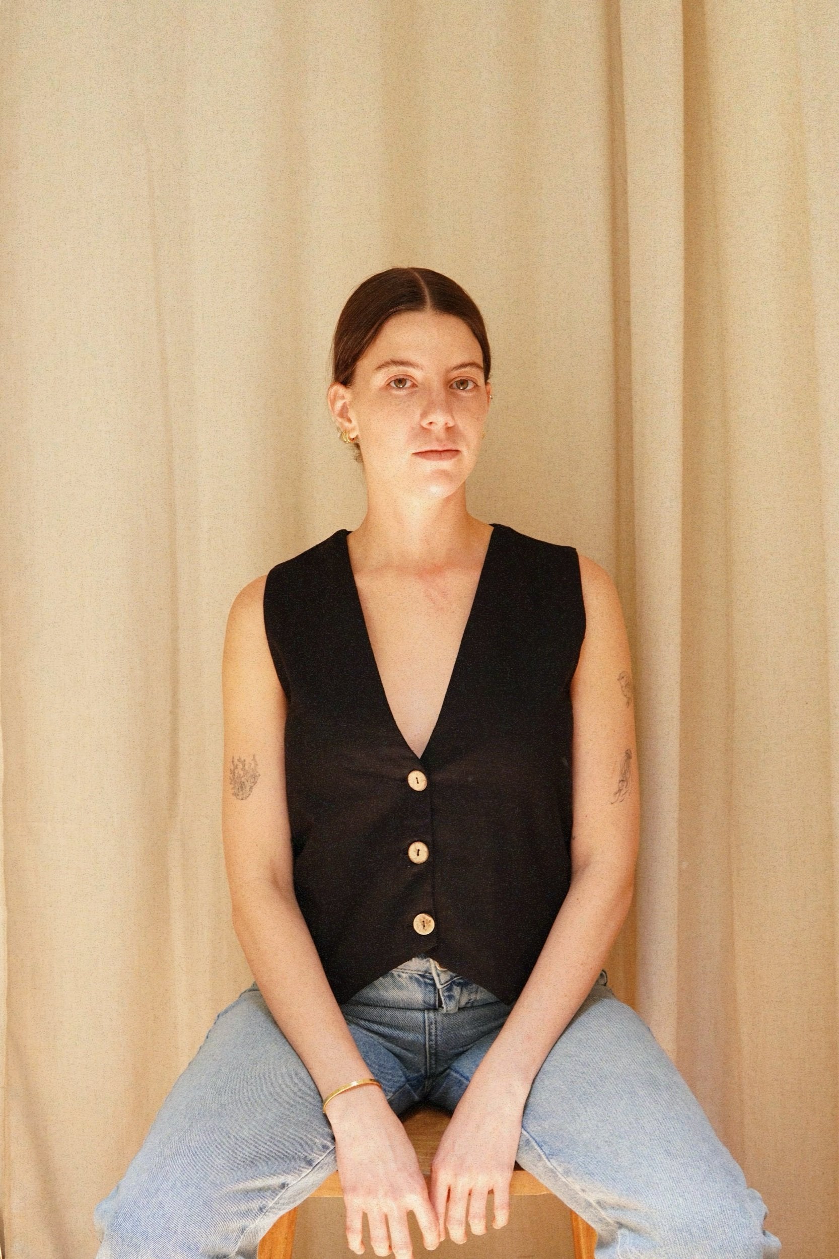 Bohemian Linen Button Vest