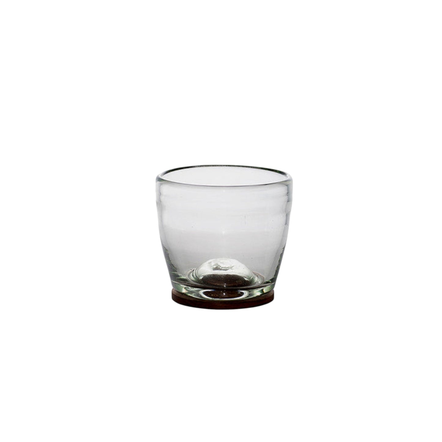 Hand-Blown Glass Tumbler with Wooden Coaster