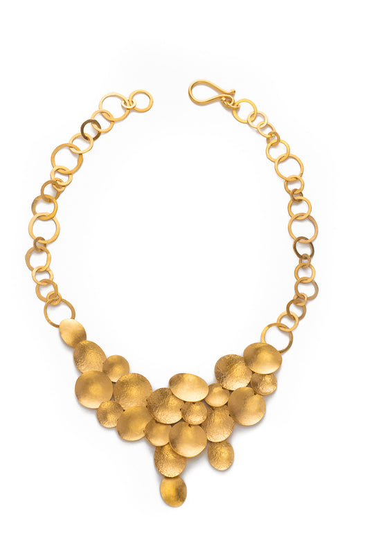 Medium Gold Hammered Discs Necklace