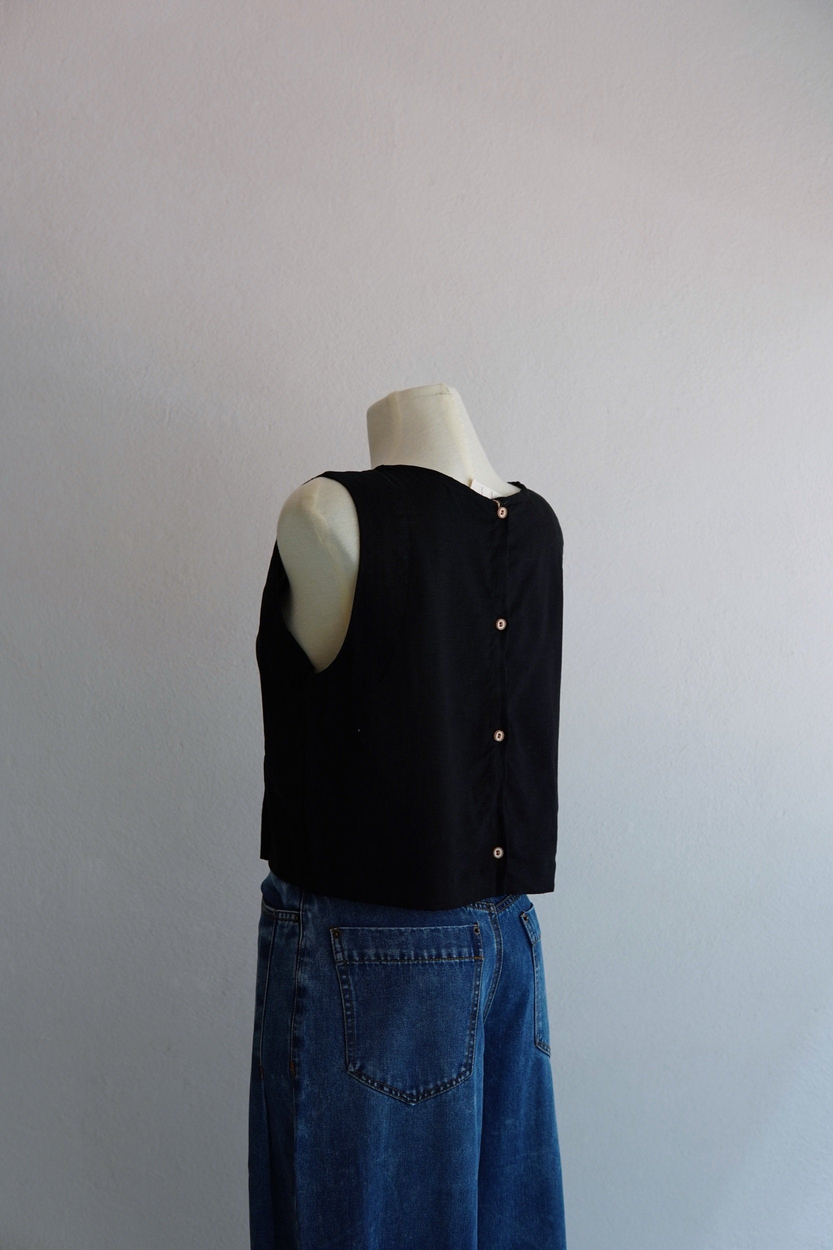 Handmade Linen Button Back Top
