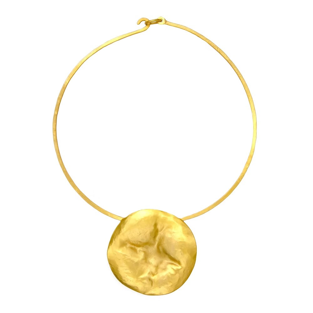 Full Moon Necklace Hammered Circle Pendant