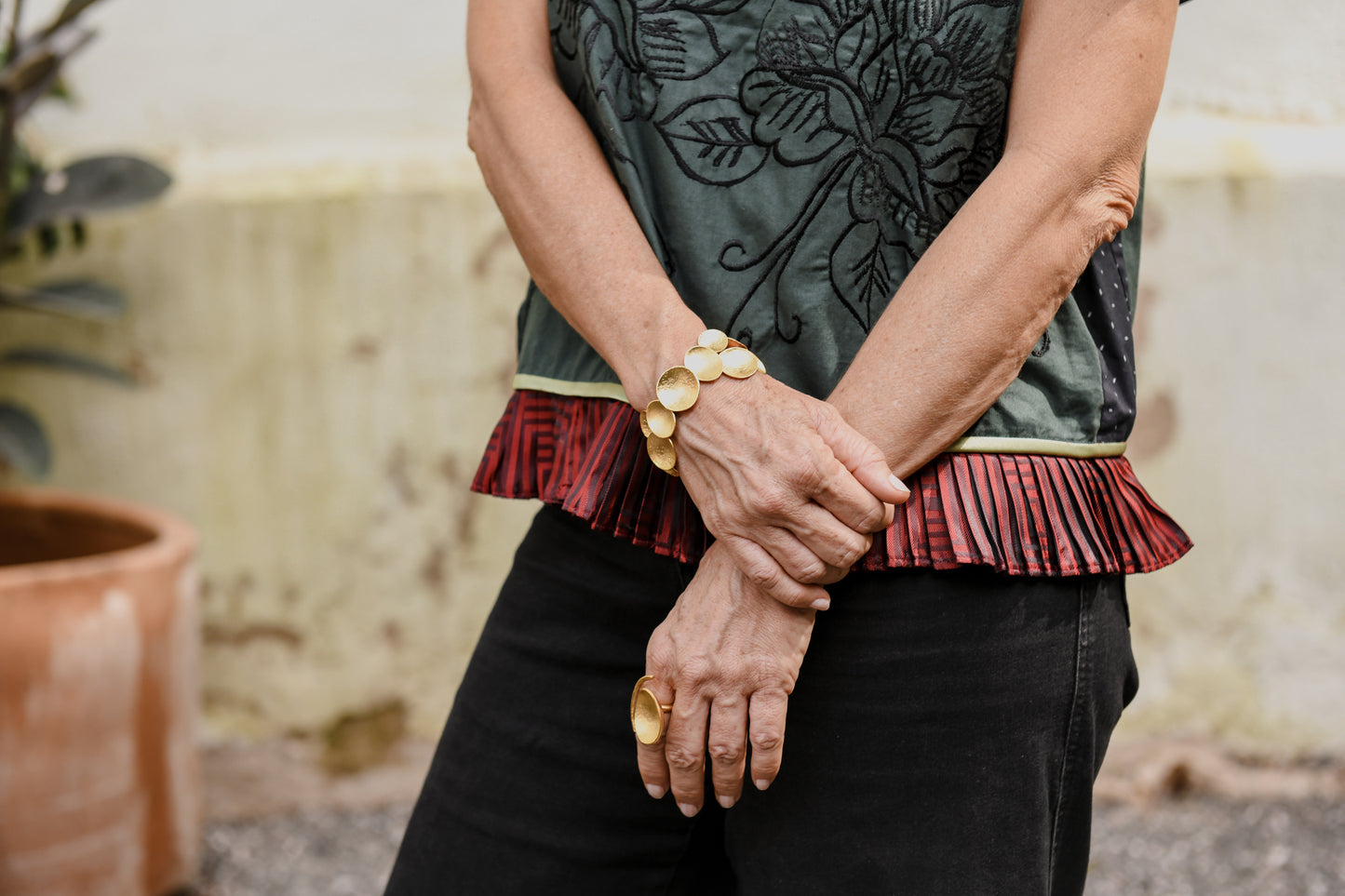 Irregular Disc Statement Bracelet in 24K Gold or Silver