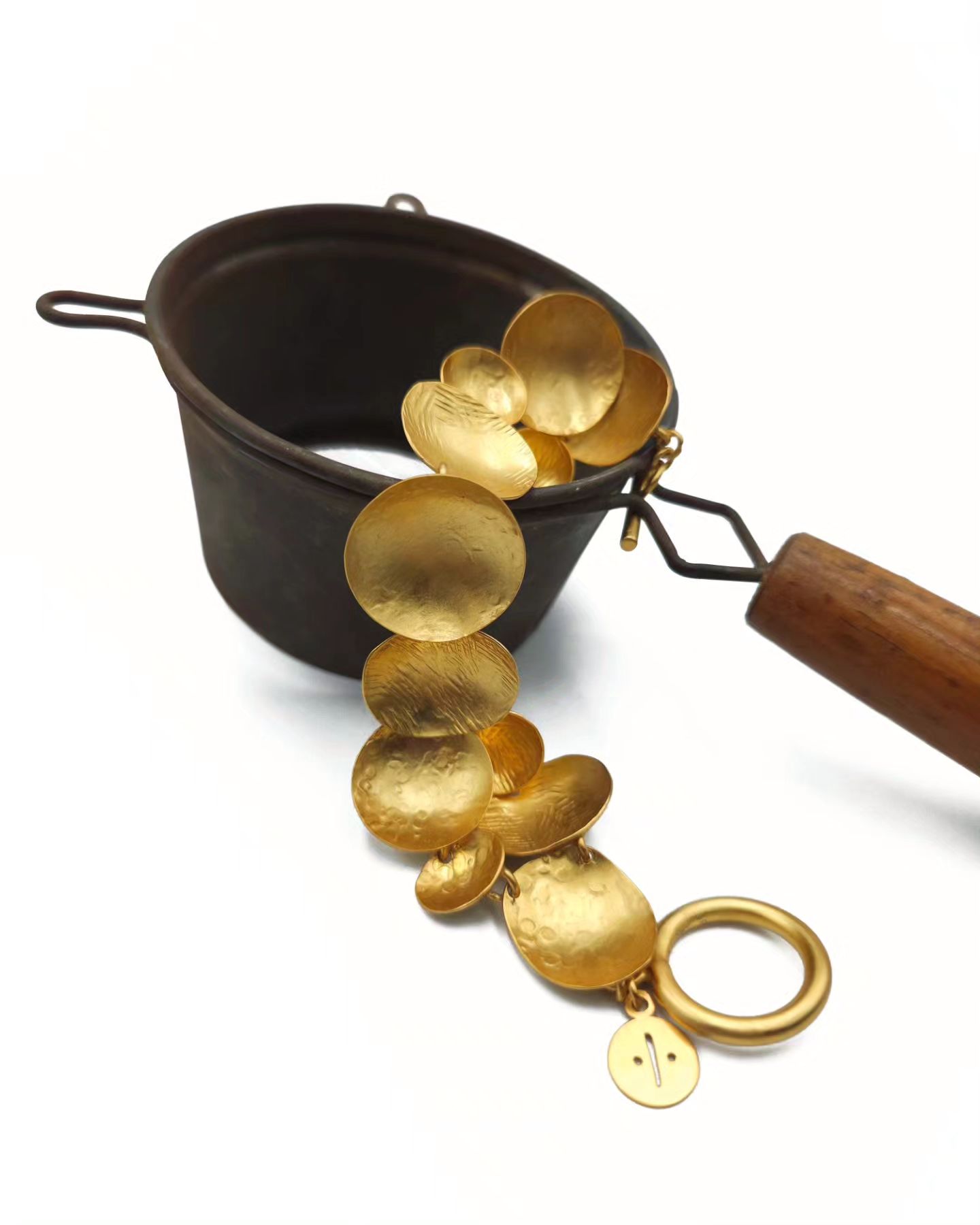 Irregular Disc Statement Bracelet in 24K Gold or Silver