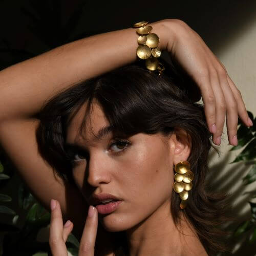 Irregular Disc Statement Bracelet in 24K Gold or Silver