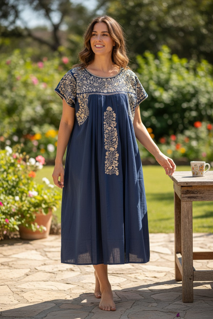 Hand-embroidered Oaxaca Maxi Dress