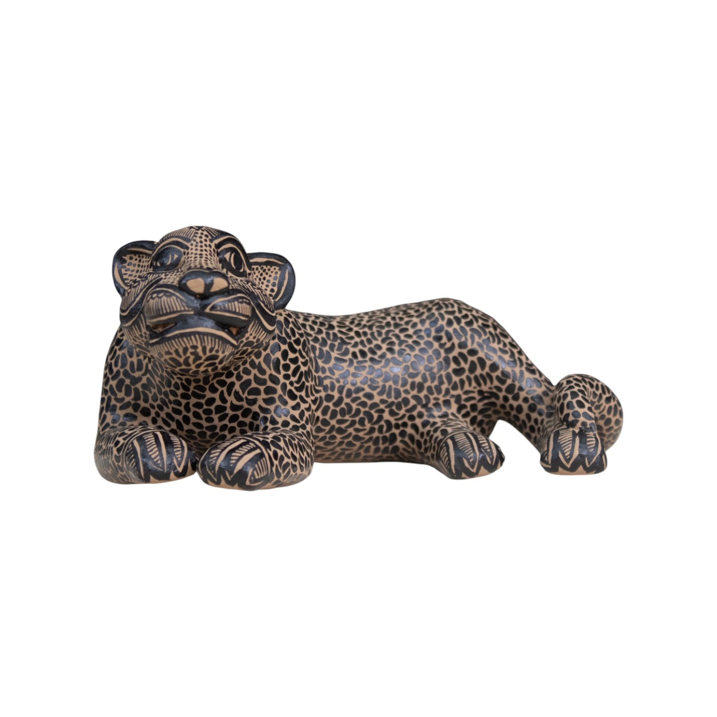 Pottery Mayan Jaguar Handcrafted Mexican Clay Figurine