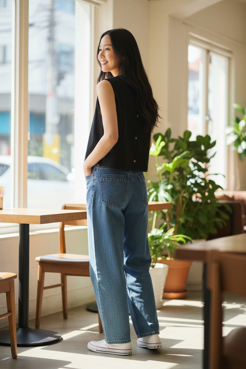 Linen Button-Back Top