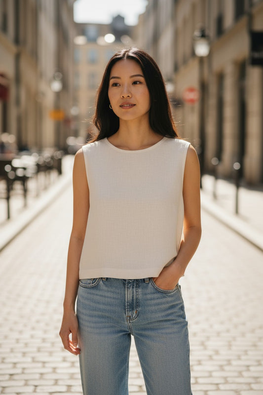 Linen Button-Back Top