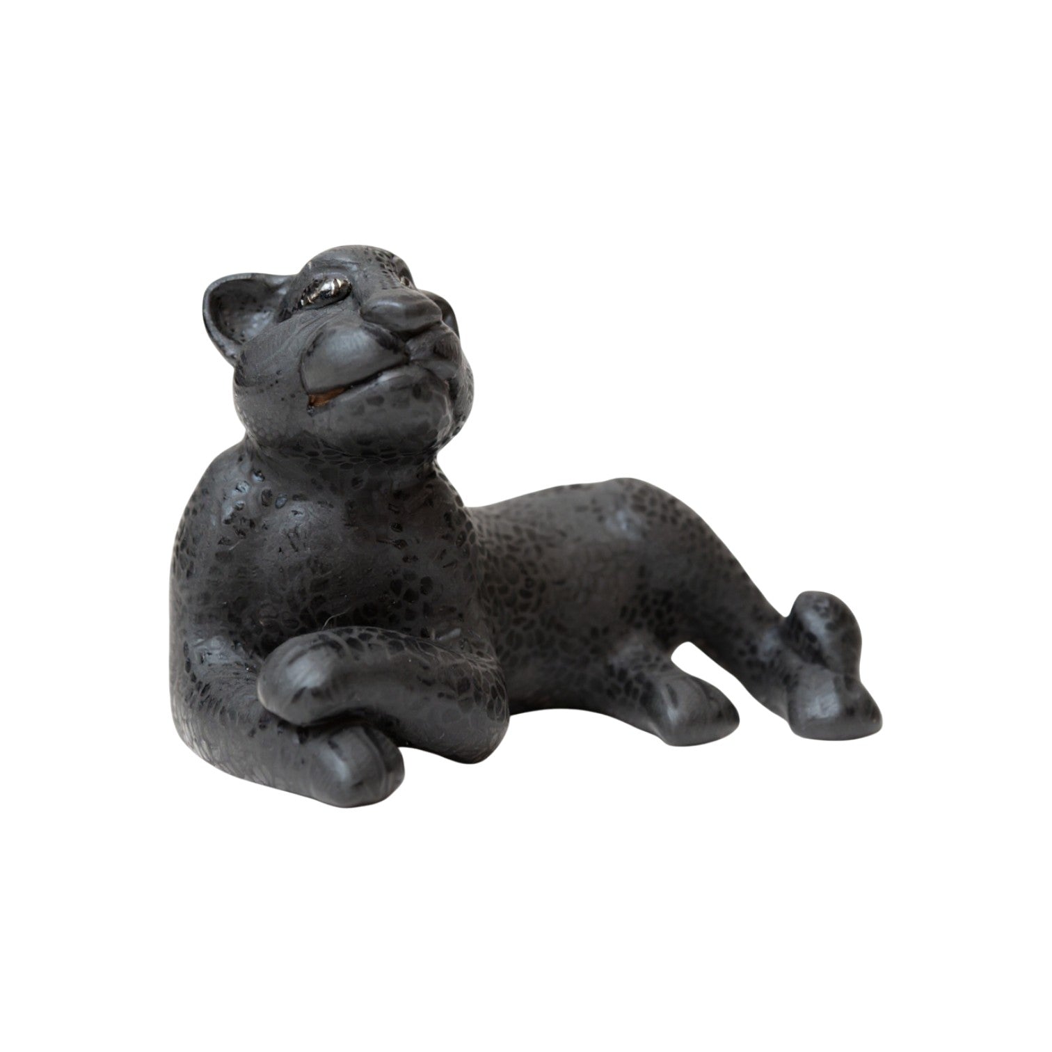 Medium Black Clay Mayan Jaguar Sculpture