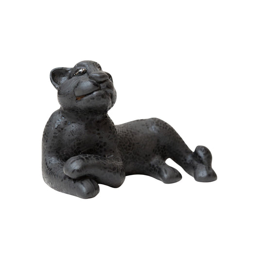Medium Black Clay Mayan Jaguar Sculpture