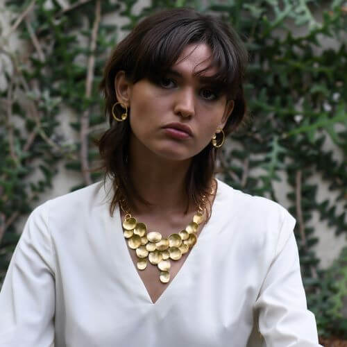 Kélebe Gold or Silver Cascade Disc Necklace