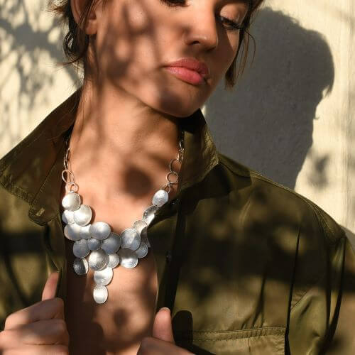 Kélebe Handmade Gold Cascade Disc Necklace