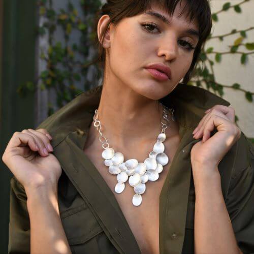 Kélebe Handmade Gold Cascade Disc Necklace