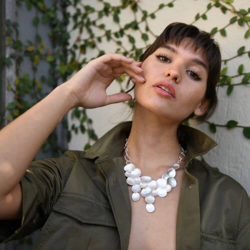 Kélebe Gold or Silver Cascade Disc Necklace