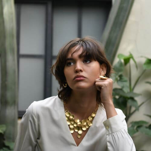 Kélebe Handmade Gold Cascade Disc Necklace