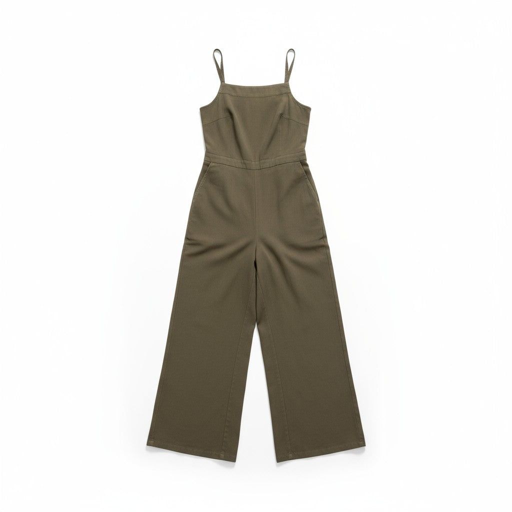 Wide-Leg Cotton Overalls
