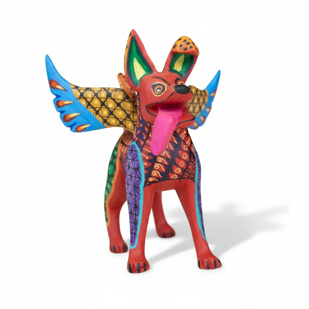 Xoloitzcuintle Hand-Carved Copal Wood Alebrije Figurine