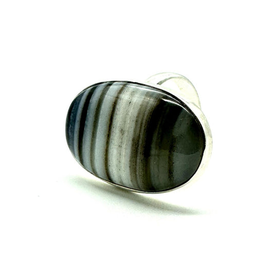 Adjustable Agate Stone Silver Ring