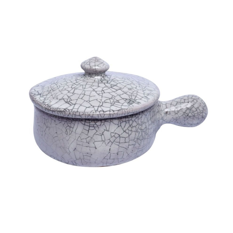Handmade Cracked Ceramic  Onion Pot with Lid