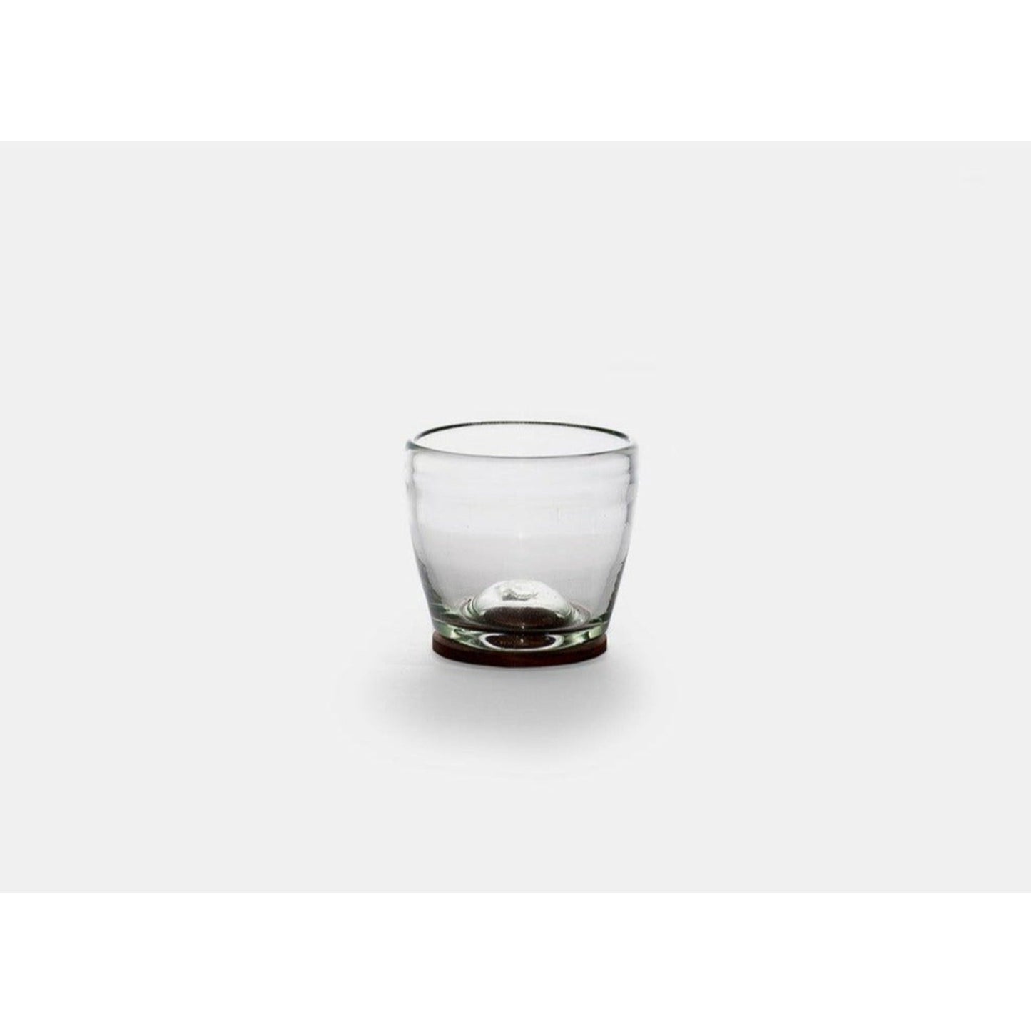 Hand-Blown Glass Tumbler with Wooden Coaster Base
