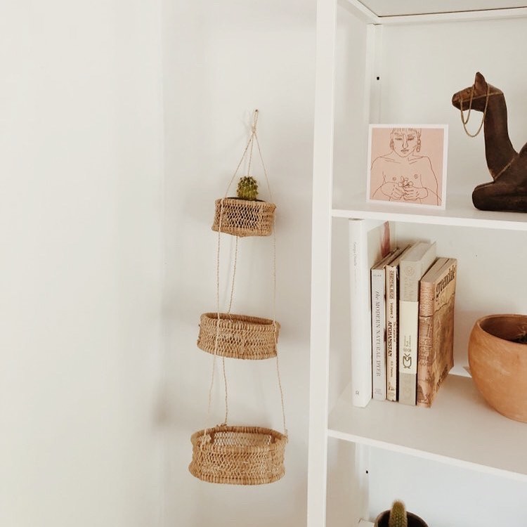 Three-Tier Round Handwoven Jonote Wall Hanging Basket Planter