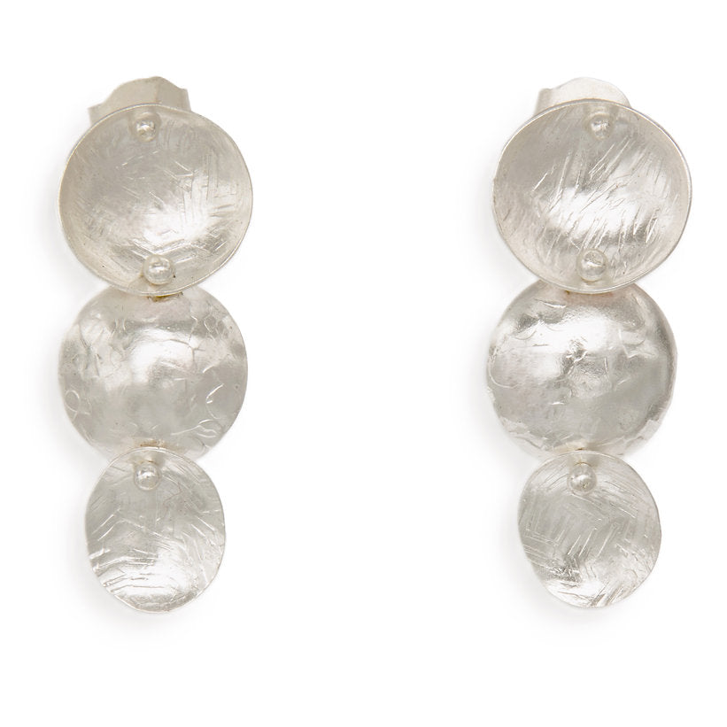 Textured Triple Disc Drop Earrings