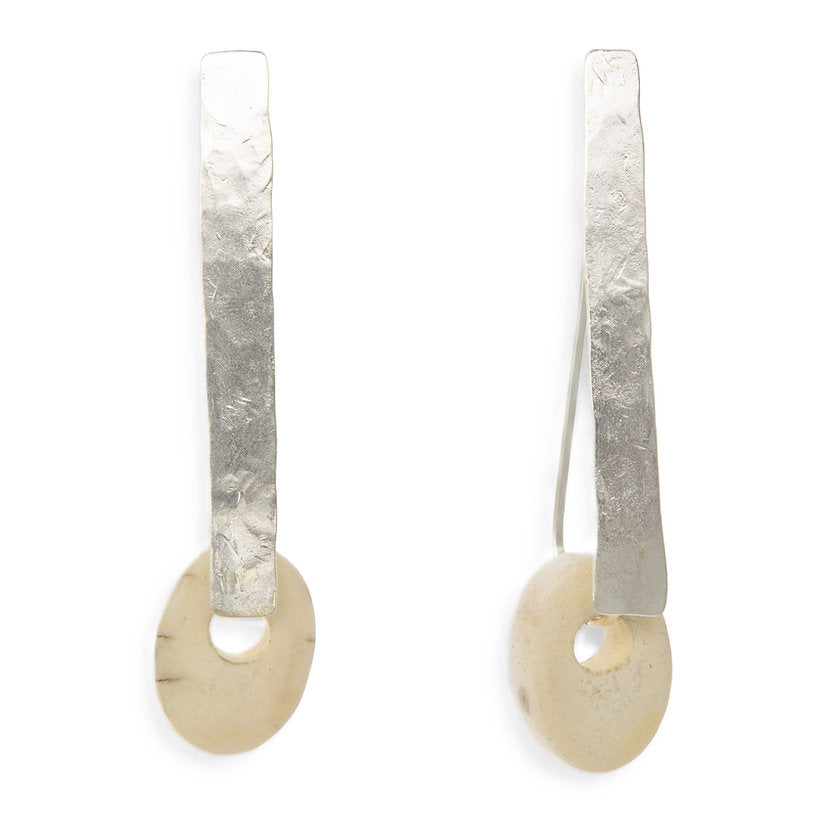 Gamo Modern Geometric Gold and Silver Drop Earrings with Deer Horn