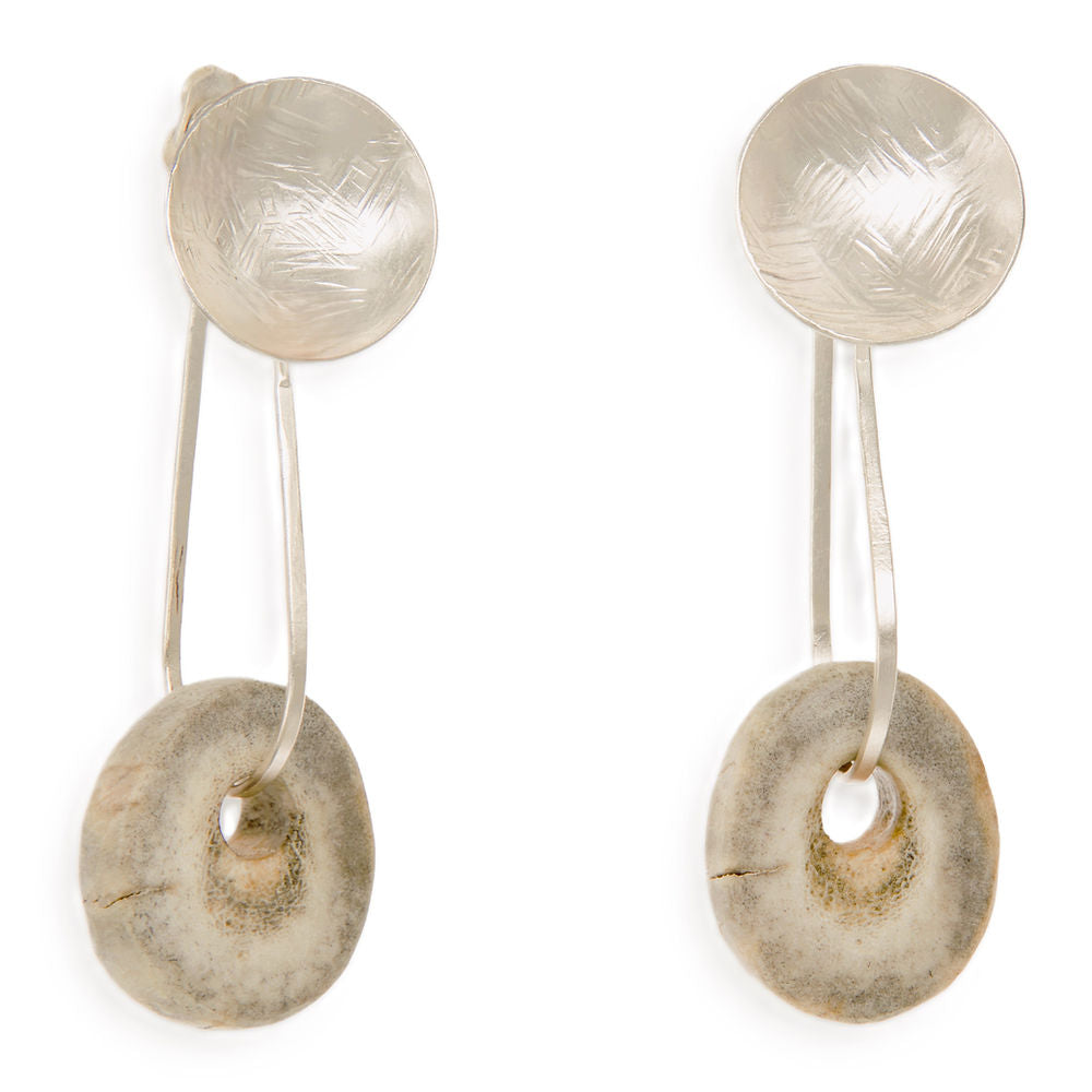 Corzo Drop Earrings with Deer Horn Disc