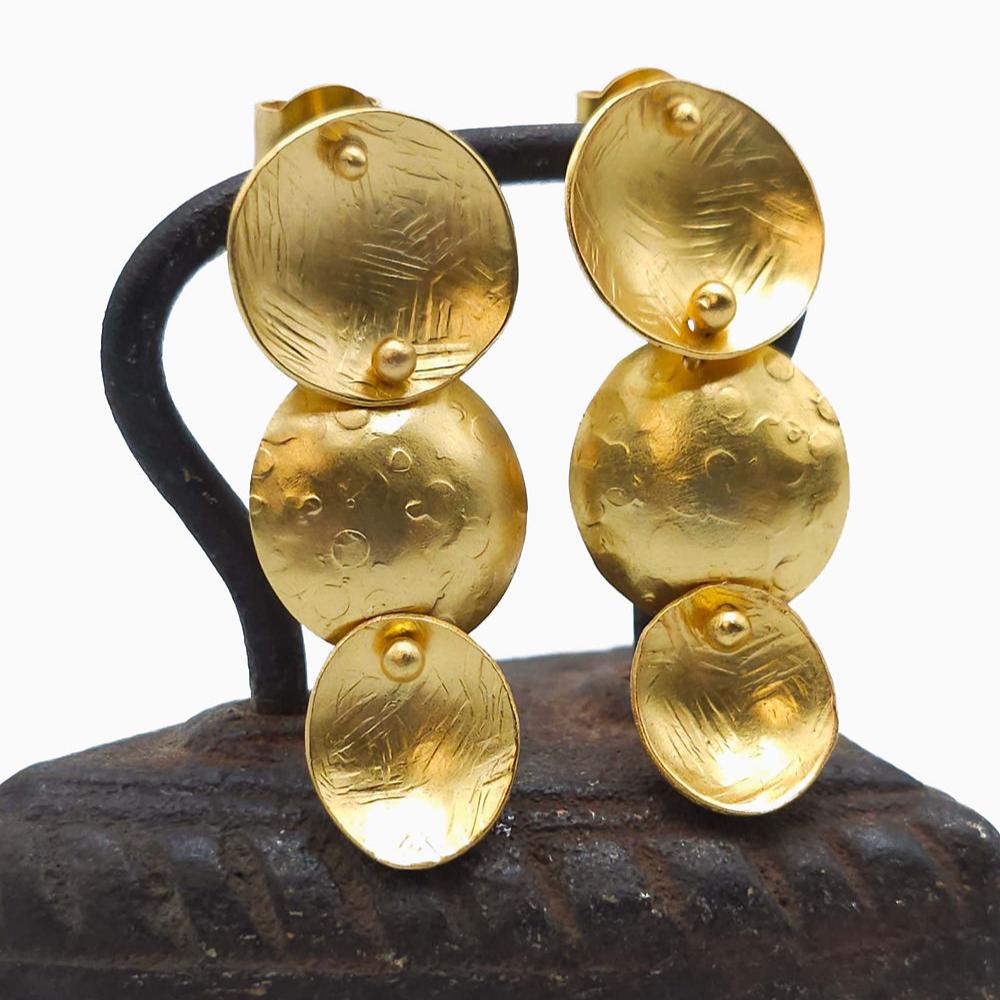 Textured Triple Disc Drop Earrings