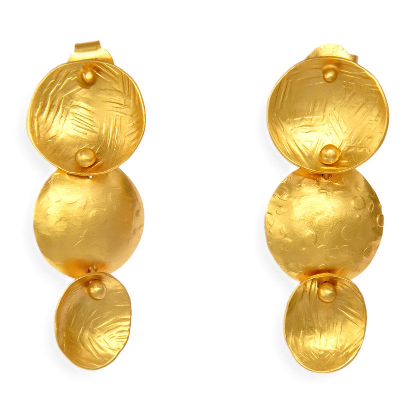 Textured Triple Disc Drop Earrings