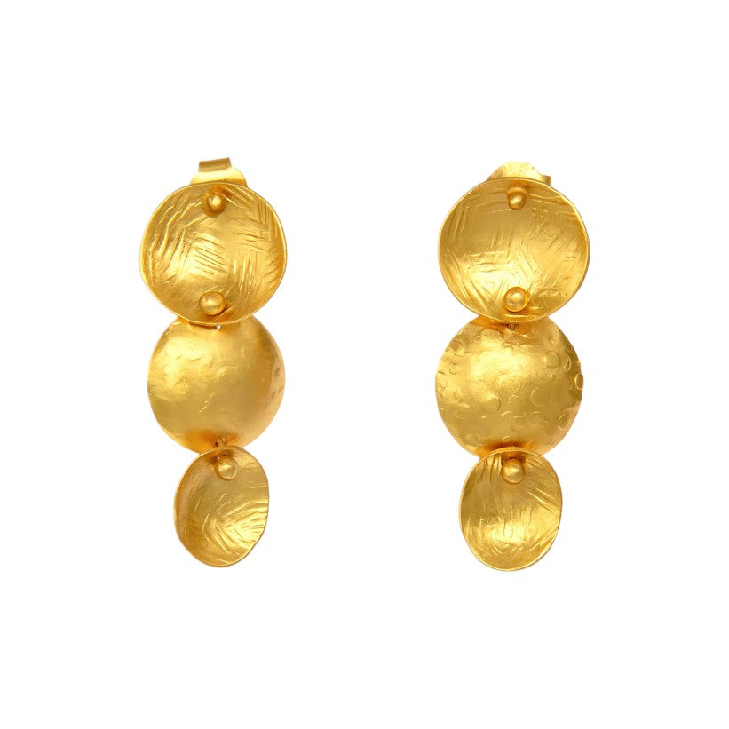 Textured Triple Disc Drop Earrings