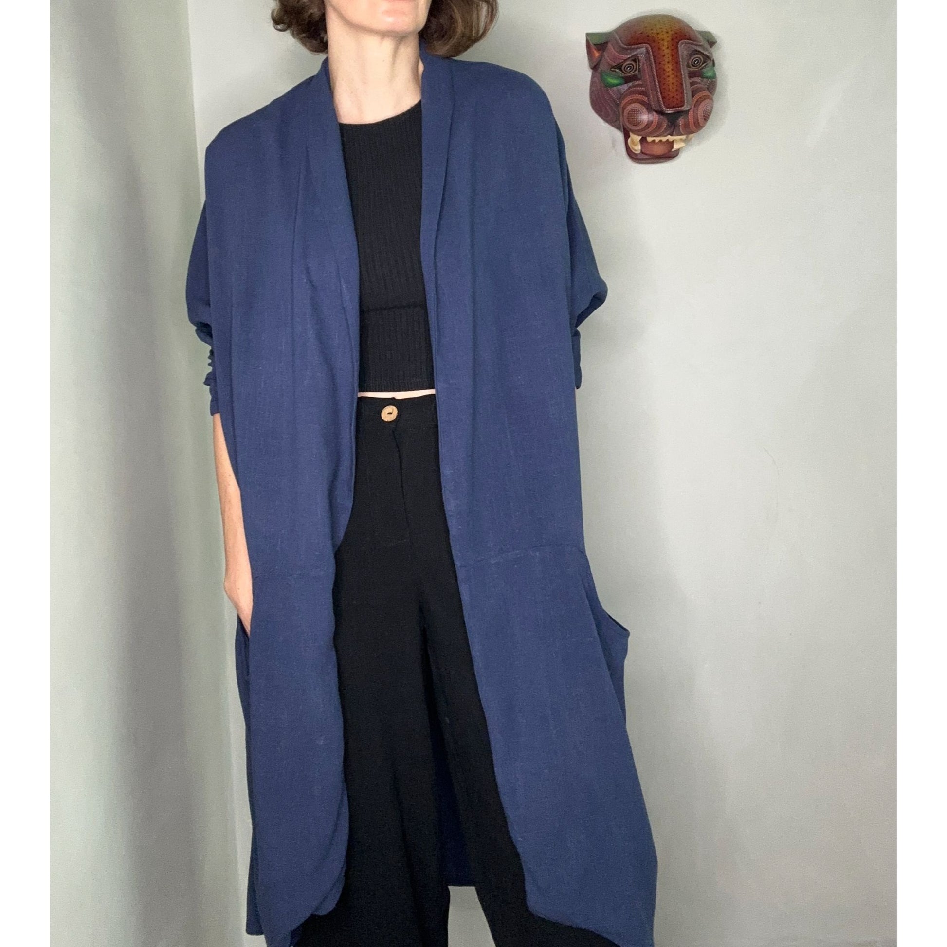 Bohemian Blue Linen Coat